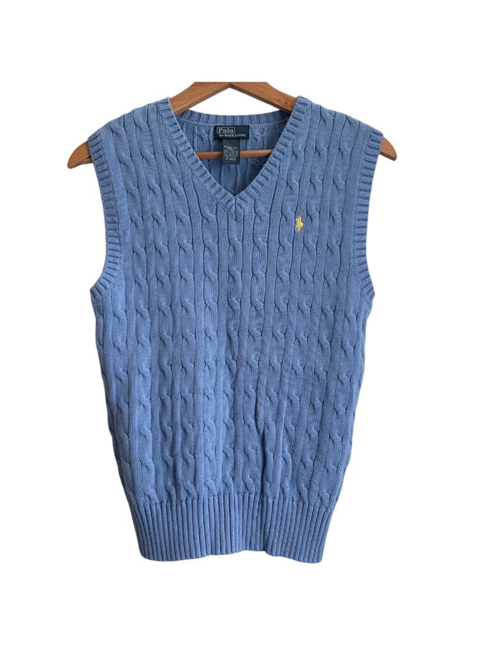 Polo Ralph Lauren Boys Cable Knit Sweater Vest Size M 10/12 Preppy Coastal Golf